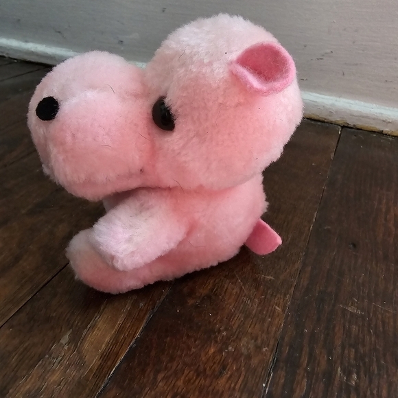 Dakin Vintage 1978 Pink Small Cute Plush Hippo Stuffed Animal - Picture 2 of 15